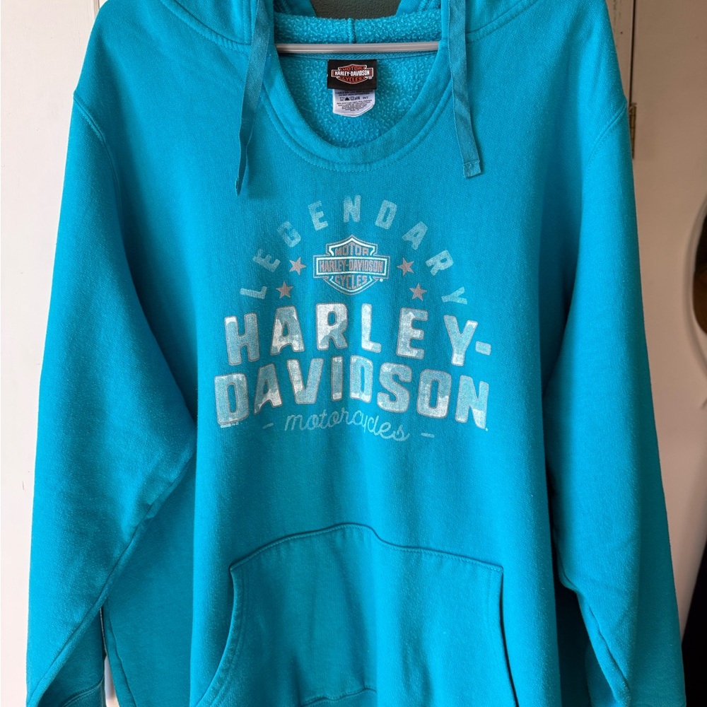 Harley-Davidson Blue Oversized Hoodie Relaxed Fit